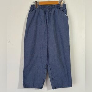 Chic 80’s Brand Cropped High Waisted Coastal Navy/White Pinstripe Cotton Pant 10